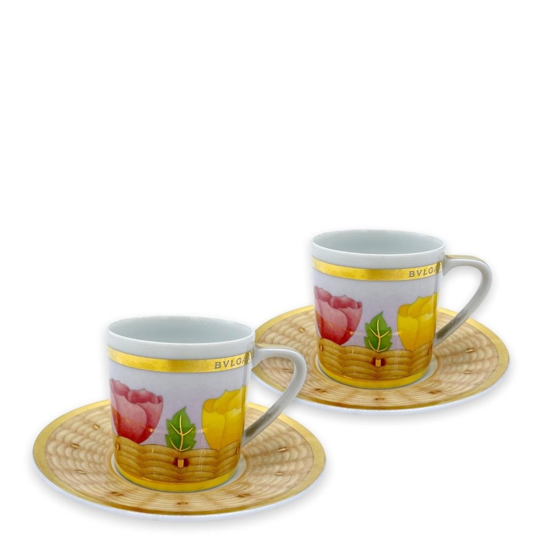 Set da 2 tazze caffe in  porcellana BVLGARI -Rosenthal collezione Itaca