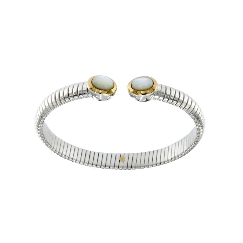 Bracciale Tubogas in argento 925 con finitura oro e madreperla silver bracelet sconto discount