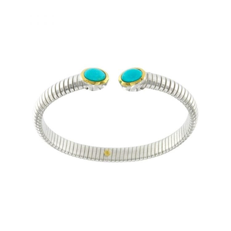 Bracciale Tubogas oro e pasta di turchese bracelet in sterling silver with gold finish and turquoise paste sconto discount