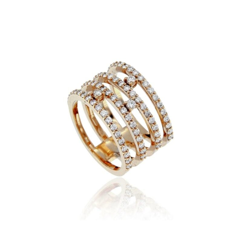 Anello 4 fedine oro rosa diamanti 4 ring in one rose gold diamonds sconto discount