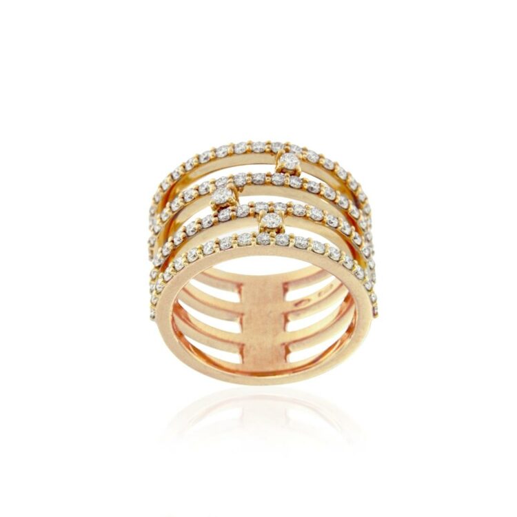 Anello 4 fedine oro rosa diamanti 4 ring in one rose gold diamonds sconto discount