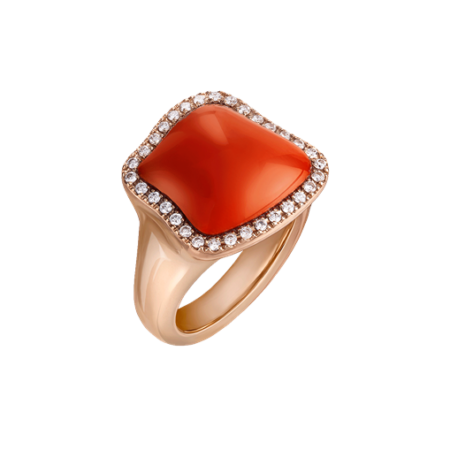 Chantecler Anello Enchanté Oro KT 18 ring coral diamonds sconto discount