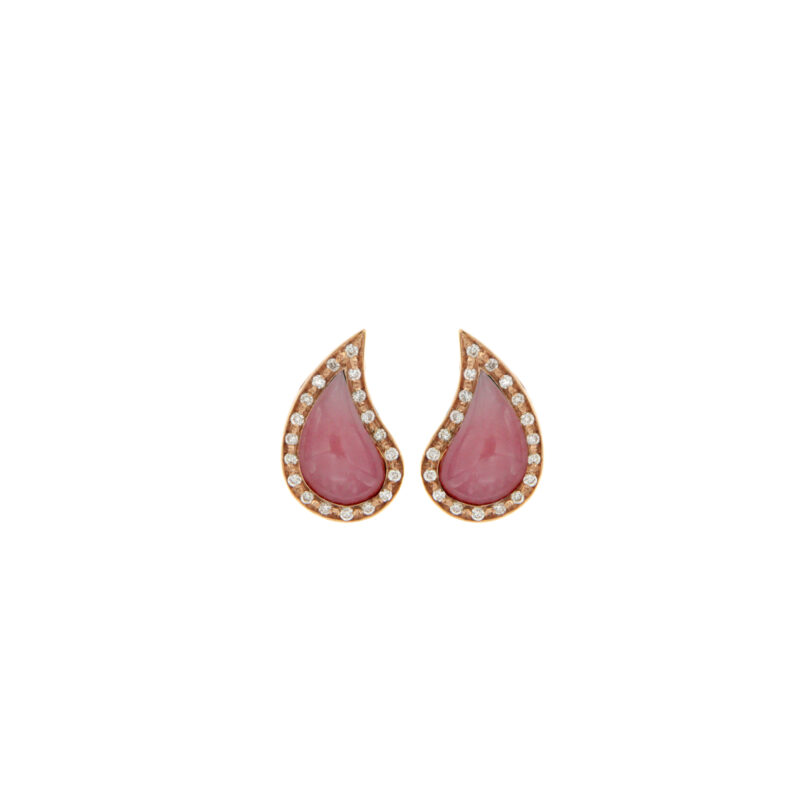 Orecchini cashmere diamanti opale rosa pink opal earrings diamonds sconto discount