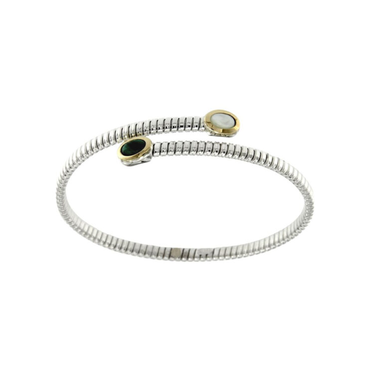 bracciale tubogas argento malachite madreperla  silver bracelet sconto discount