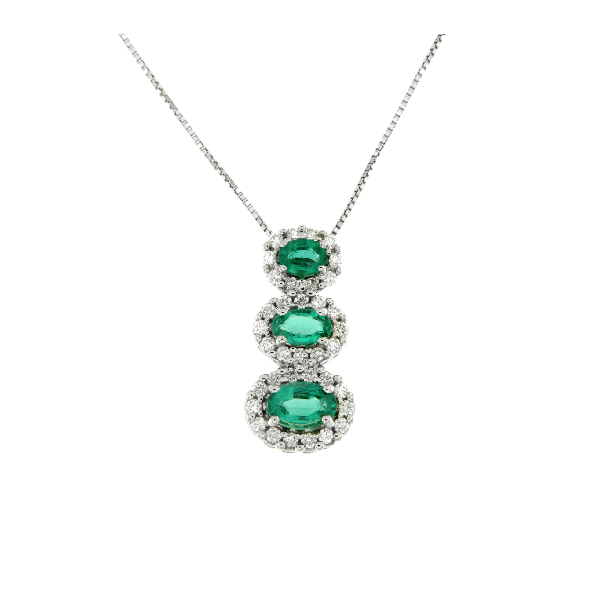 Bon Ton Necklace 3 Emeralds - Fecarotta Gioielli