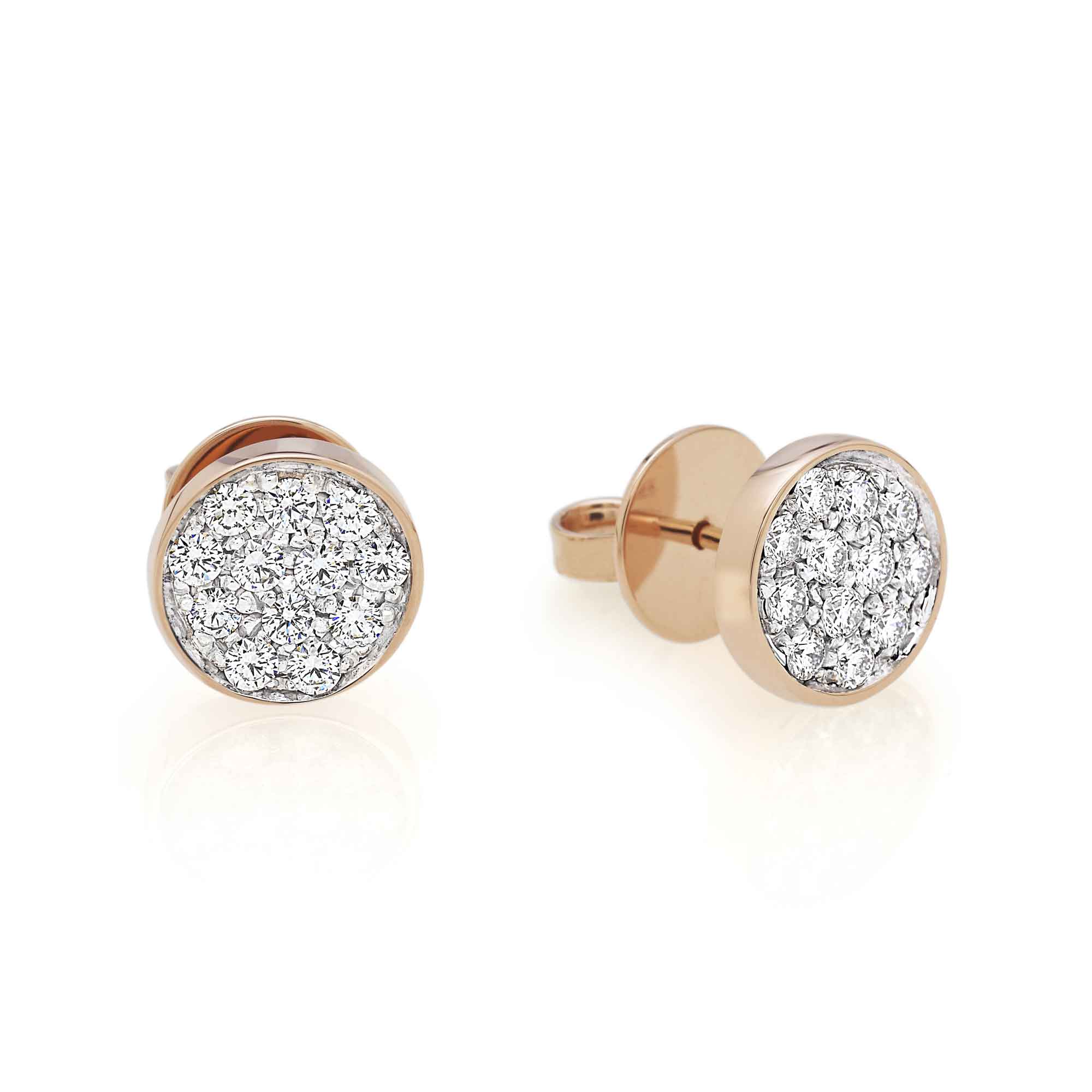 paillettes 10mm earrings in pink gold and diamonds - Fecarotta Gioielli