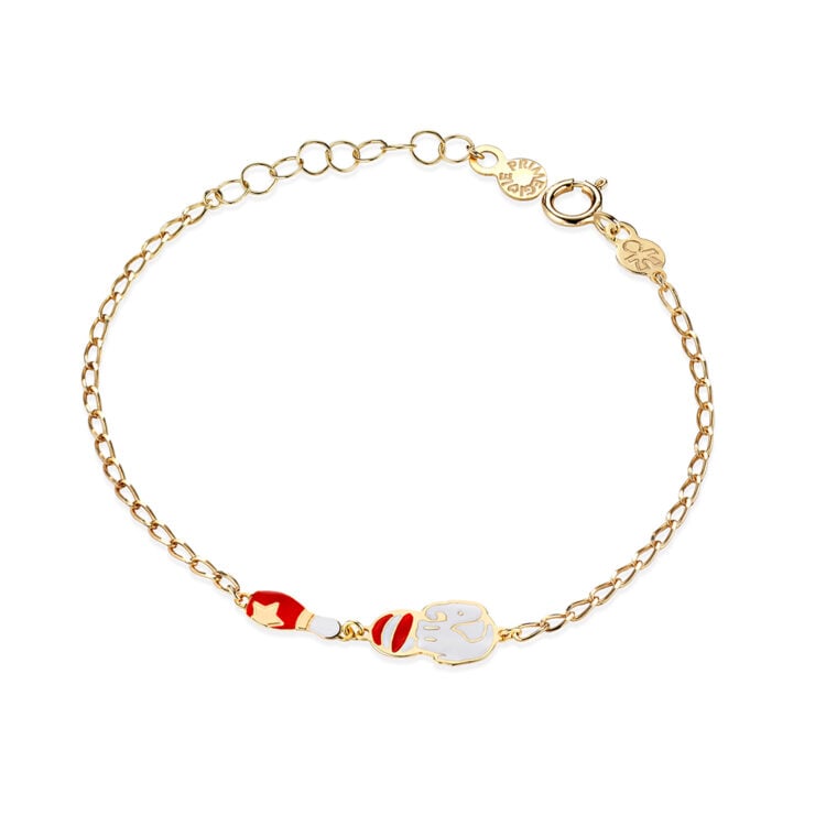 CIRCO BRACELET IN YELLOW GOLD WITH BABY ELEPHANT AND SKITTLE