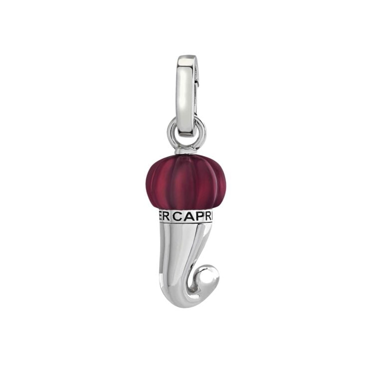 Burgundy Resin Pendant Et Voilà Corni Silver