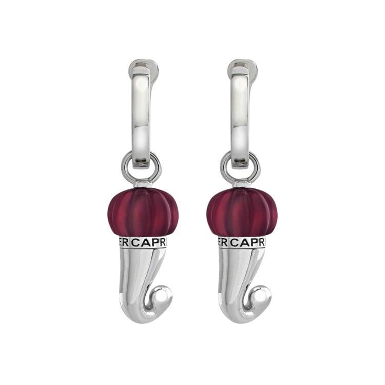 Burgundy Resin Earrings Et Voilà Corni Silver