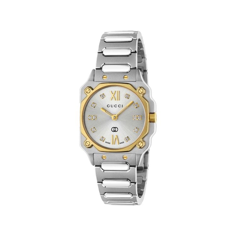 OROLOGIO G-FLAT 24 MM quadrante argento galvanizzato con indici diamantati