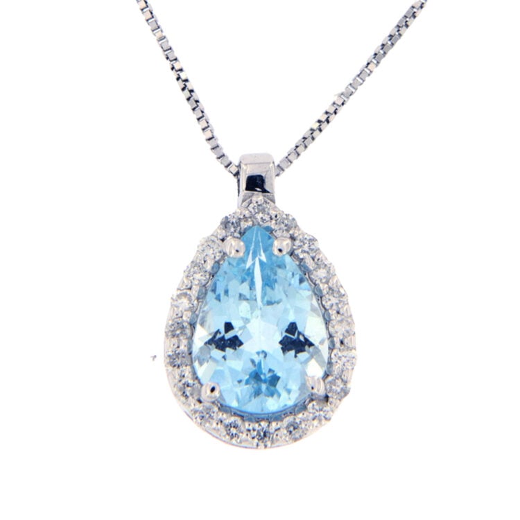 I GIOIELLI DEL SOLE AQUAMARINE PENDANT WITH DIAMONDS 0.15