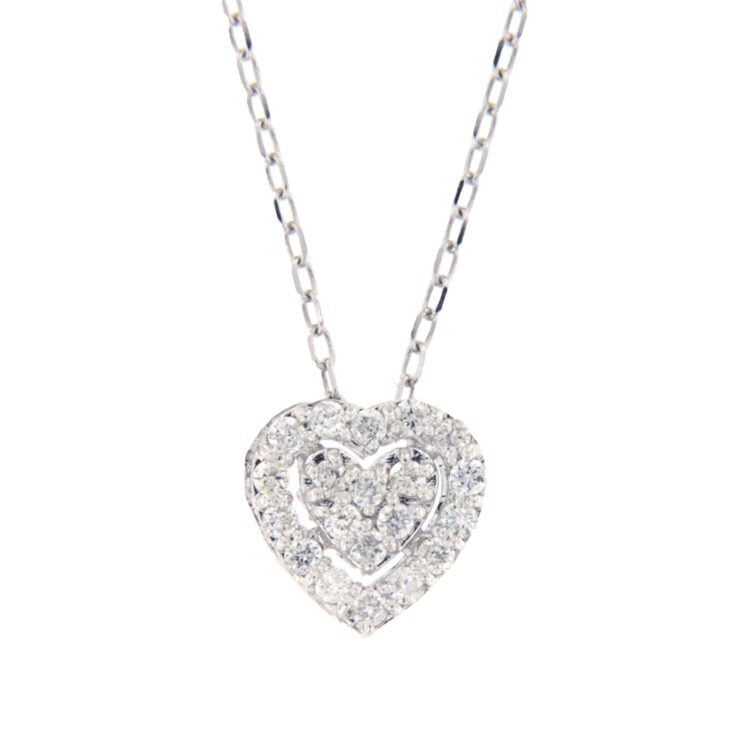 I GIOIELLI DEL SOLE HEART PENDANT WITH 0.12 CT DIAMONDS