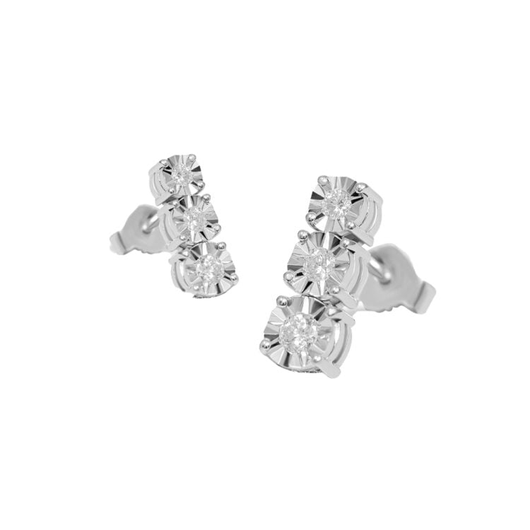 I gioielli del sole orecchini trilogy scalare in oro bianco con brillanti 0,16 ct