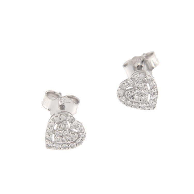 I GIOIELLI DEL SOLE HEART-SHAPED EARRINGS IN WHITE GOLD WITH 0.24 CT DIAMONDS