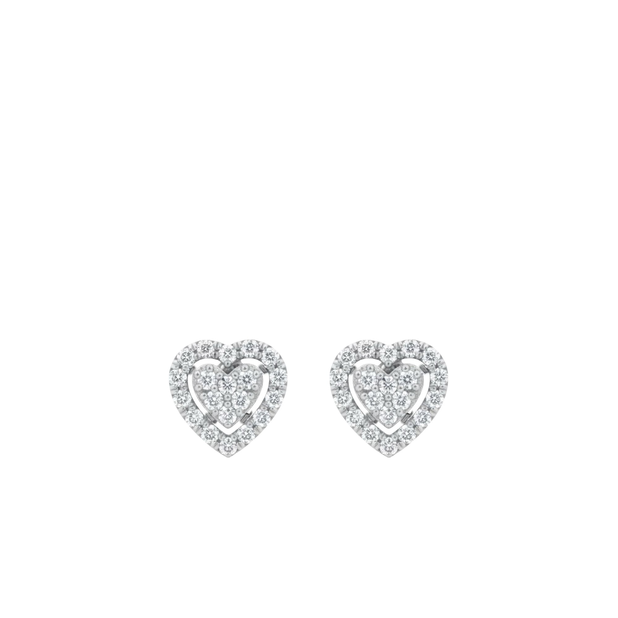 I gioielli del sole orecchini a forma di cuore in oro bianco con brillanti 0,24 ct
