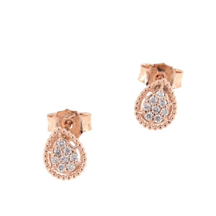 I gioielli del sole ROSE GOLD DROP EARRINGS WITH 0.10 CT DIAMOND