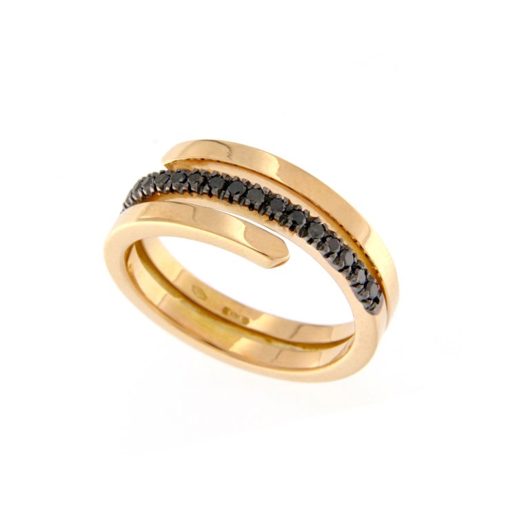 GiO ring in rose gold and black diamonds ct.0.23