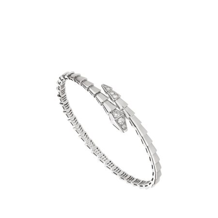 Serpenti Viper one-coil white gold bracelet set with pavé diamonds