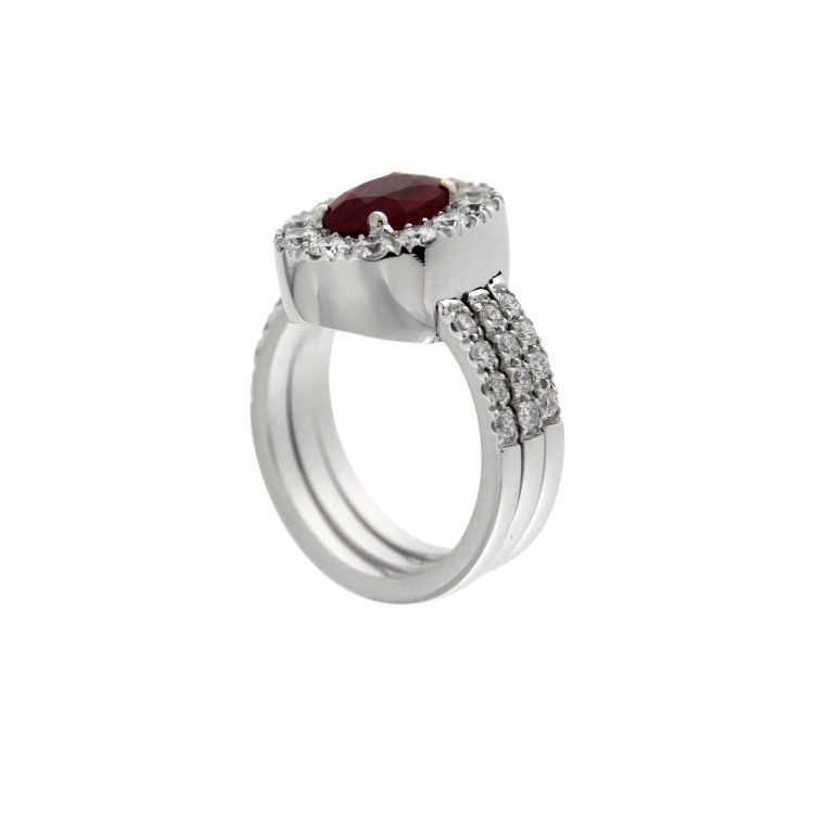 Anello Stars in oro bianco con Rubino Birmano certificato ct. 2,03 - immagine 2