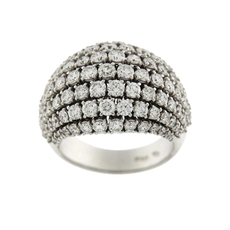 Anello Stars a fascia in oro bianco con brillanti CT 3,50