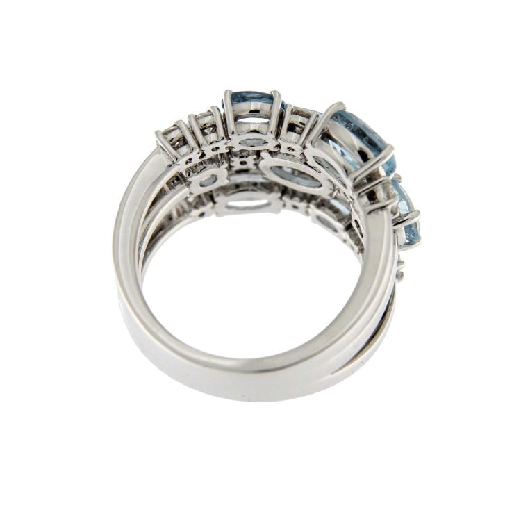 Anello Stars in oro bianco con acquamarine ct.3,56 - immagine 3