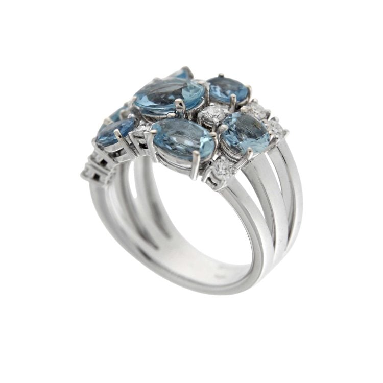 Anello Stars in oro bianco con acquamarine ct.3,56 - immagine 2
