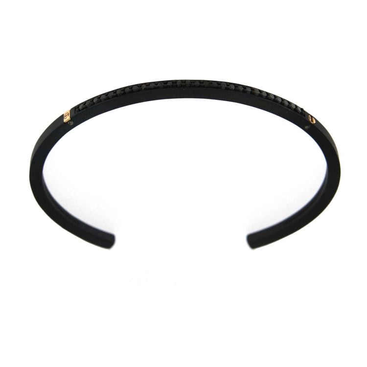 Black titanium bracelet with 18ct gold accents and 0.56 ct black diamonds