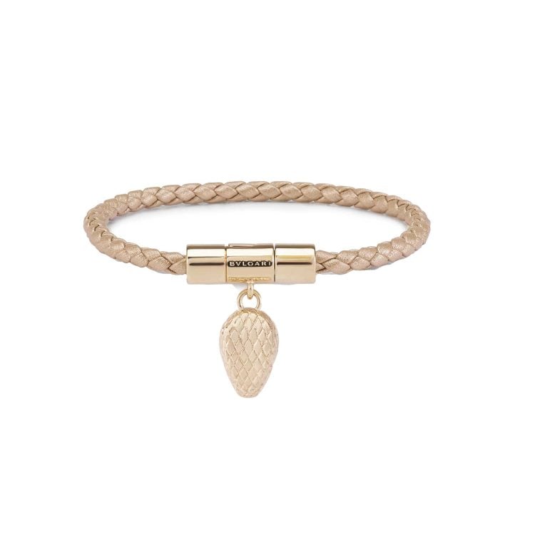Serpenti Forever Bracelet champagne braided calf leather