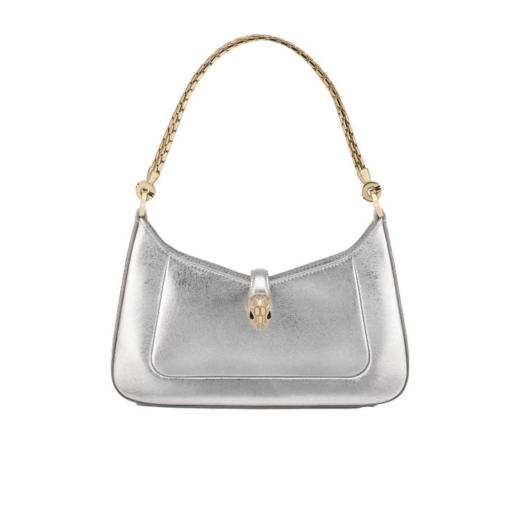 Serpenti Baia Borsa A Spalla vitello Striated argento
