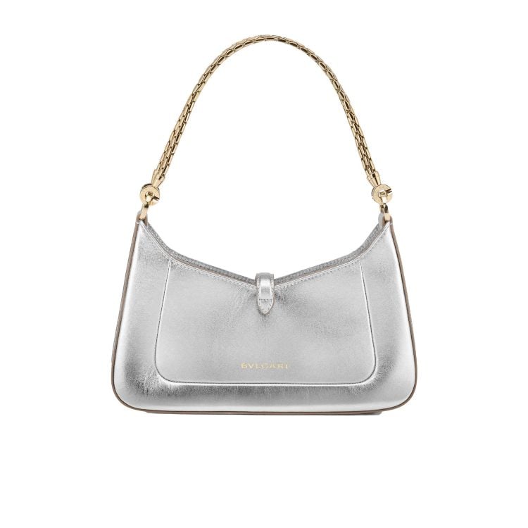 Serpenti Baia Borsa A Spalla vitello Striated argento - immagine 3