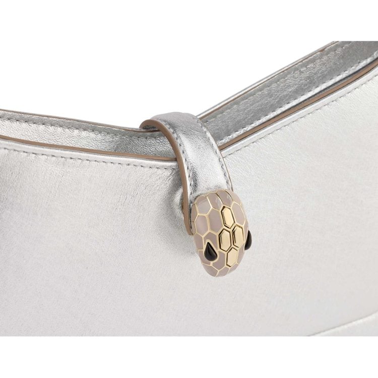 Serpenti Baia Borsa A Spalla vitello Striated argento - immagine 2