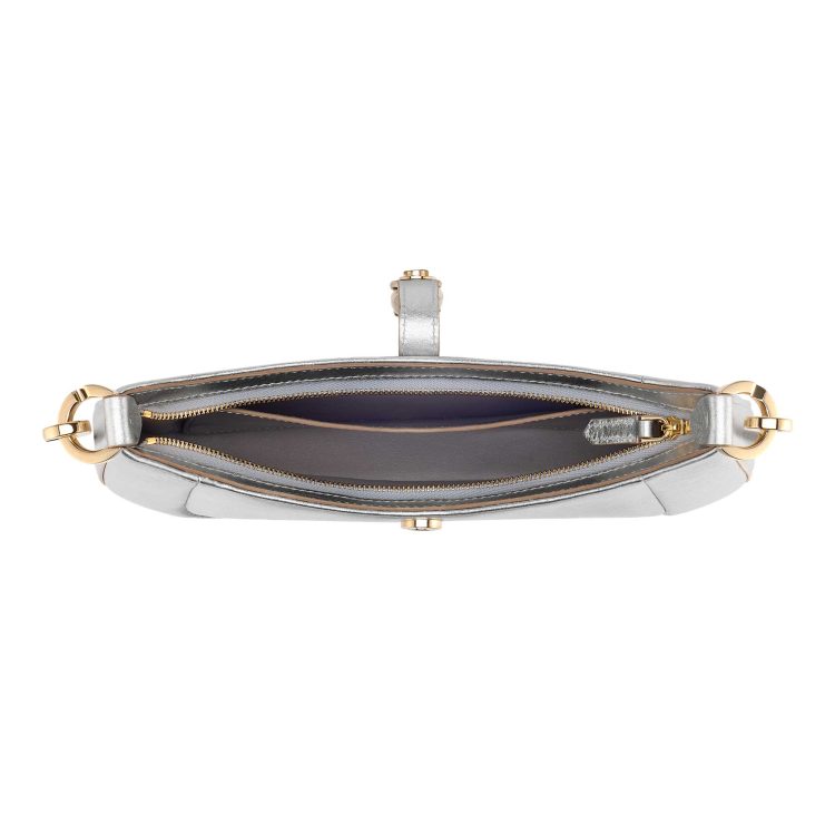 Serpenti Baia Borsa A Spalla vitello Striated argento - immagine 4