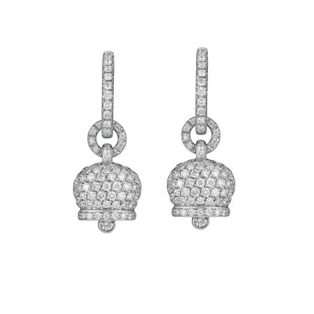 Small Campanella earrings in 18kt white gold and diamonds pavé