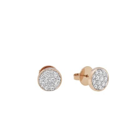 Capritude Paillettes lobe earrings in 18Kt pink gold and diamonds pavé