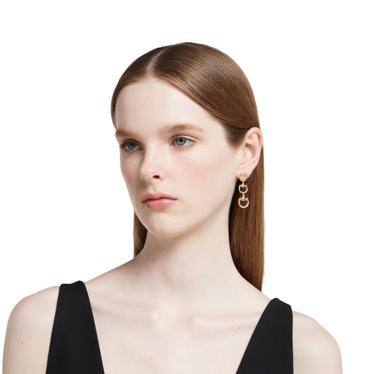 ORECCHINI A GOCCIA GUCCI HORSEBIT 18 CARATI - immagine 3