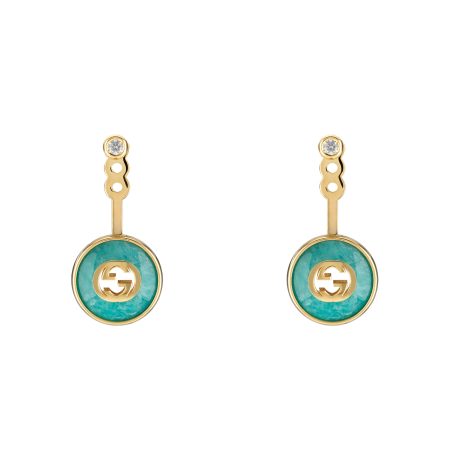 GUCCI INTERLOCKING 18K EARRINGS with amazonite stone