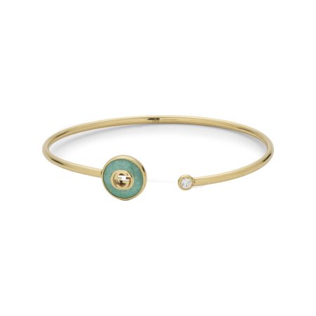 GUCCI INTERLOCKING 18K BANGLE BRACELET 18k yellow gold with amazonite stone