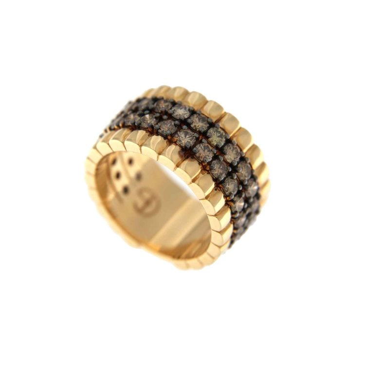 CATTIVA GOLD RING WITH STUDS AND BLACK DIAMONDS 2.10 CT