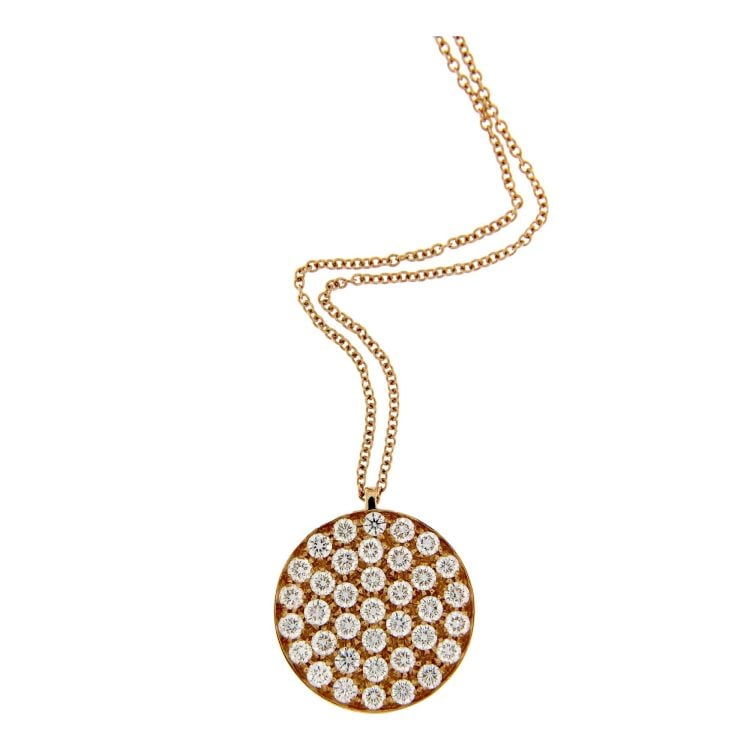 Rose gold pavé necklace with 1.27 ct diamonds