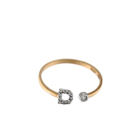 ROSE GOLD RING D LETTERING AND DIAMONDS 0,04 CT