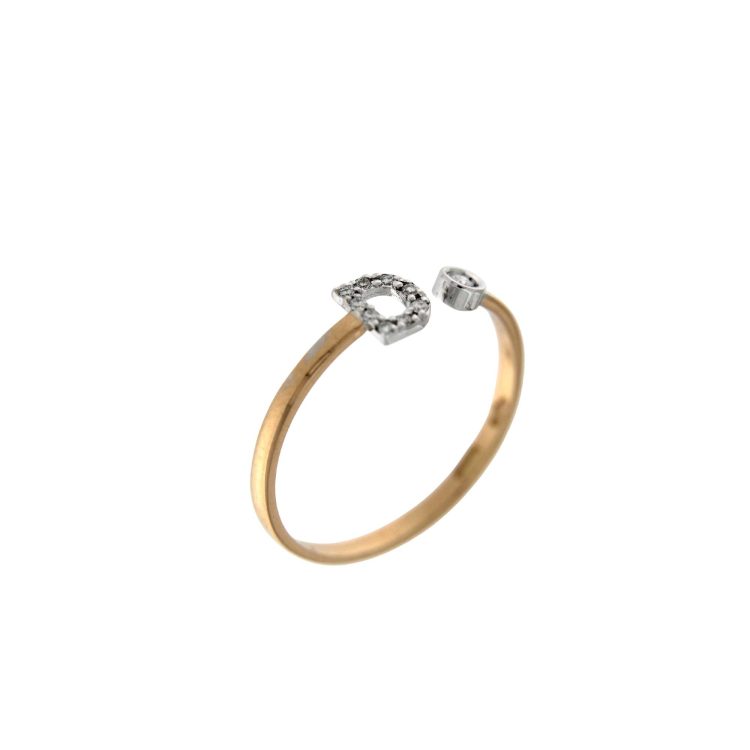 ROSE GOLD RING D LETTERING AND DIAMONDS 0,04 CT - Image 2