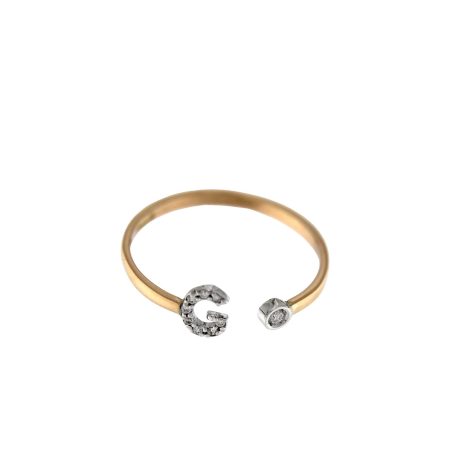 ROSE GOLD RING G LETTERING AND DIAMONDS 0,04 CT