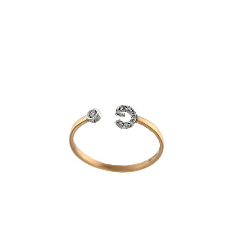 ROSE GOLD RING G LETTERING AND DIAMONDS 0,04 CT - Image 2