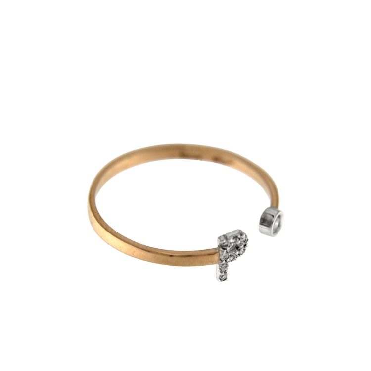 ROSE GOLD RING P LETTERING AND DIAMONDS 0.04 CT - Image 2