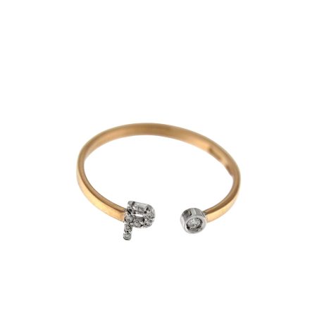 ROSE GOLD RING P LETTERING AND DIAMONDS 0.04 CT