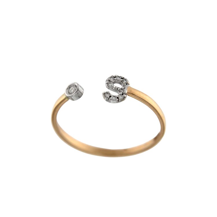 Rose gold S diamonds ring lettering with 0.04 CT brilliants - Image 2