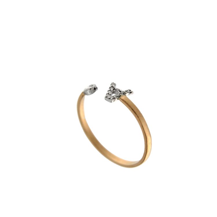 ROSE GOLD RING A LETTERING AND DIAMONDS 0,04 CT - Image 2