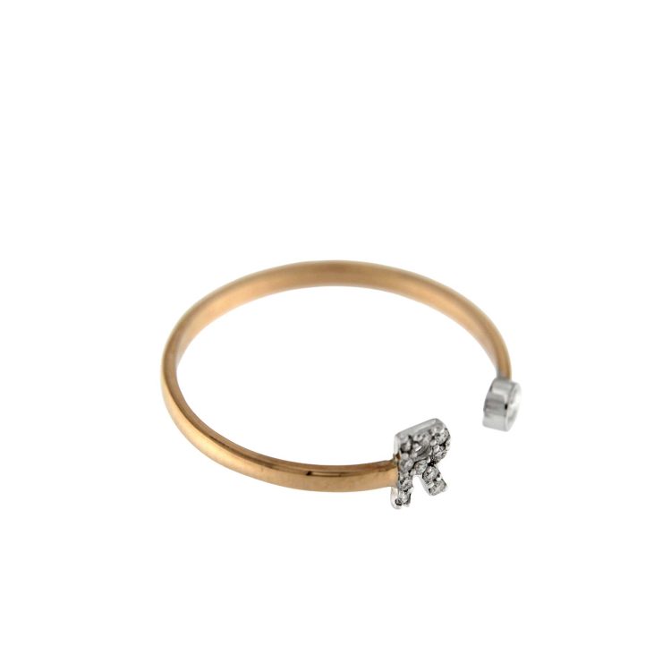 ROSE GOLD RING R LETTERING AND DIAMONDS 0.04 CT - Image 2
