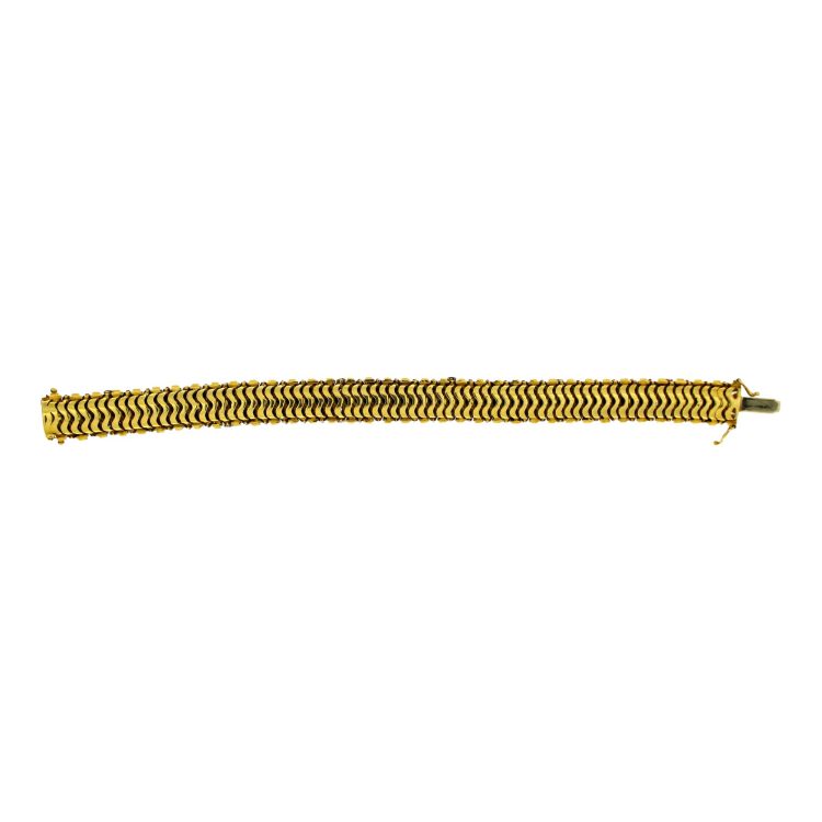 70S YELLOW GOLD BRACELET WITH DIAMONDS AND SAPPHIRES - Image 2