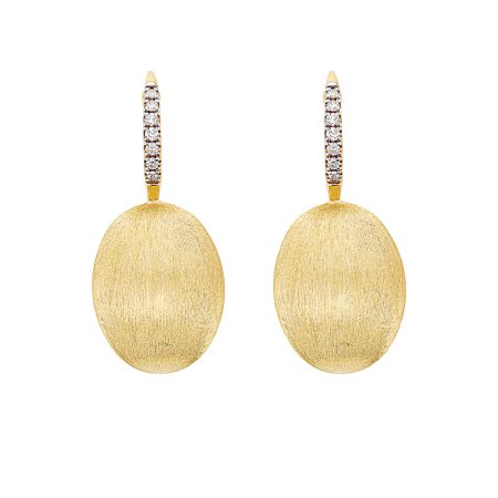 LARGE CILIEGINE GOLD BALL DROP EARRINGS WITH DIAMONDS DETAILS